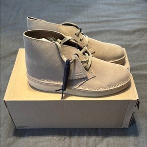 Clarks Men's Beige Suede Desert Boots